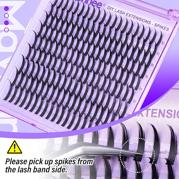 Mavphnee Lash Spikes Manga Lashes Extensions Anime Lash Clusters Spiky Eyelash Individuals 13-21MM Long Cluster Eyelash Extensions D-Curly Fairy Individual Cluster Lashes Pack 180Pcs