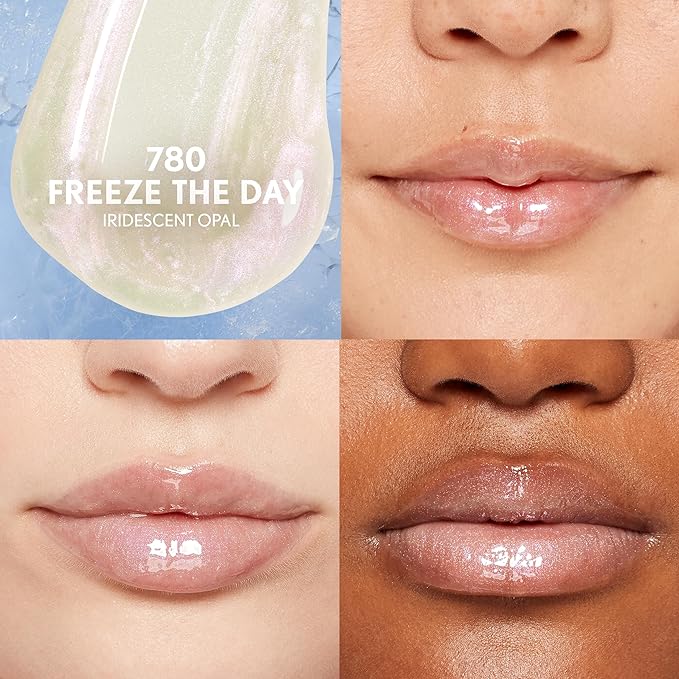 COVERGIRL Clean Fresh Yummy Plumper Lip Gloss, 780 Freeze The Day, Shiny, Vegan Formula, Easy to Apply, Minty Flavor, 0.33oz