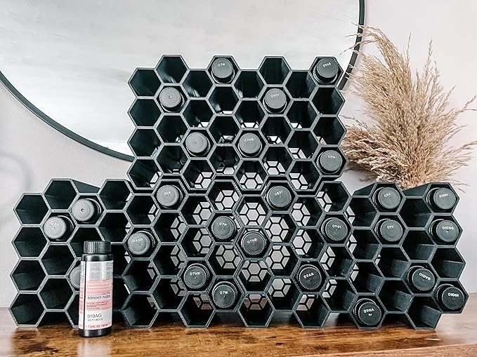 HexRacks Hair Dye Holder - Shades EQ & More - Wall Mountable or Stackable - Hair Sylist Dye Holder Rack | Holds 42 Bottles Per Section