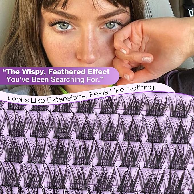 Wispy Lash Clusters Kit Natural Cluster Eyelash Extensions Kit DIY Lash Extensions Kit CC-Curly Clean Makeup 10-16MM Beginner-Friendly Lash Bond and Seal Kit 132Pcs