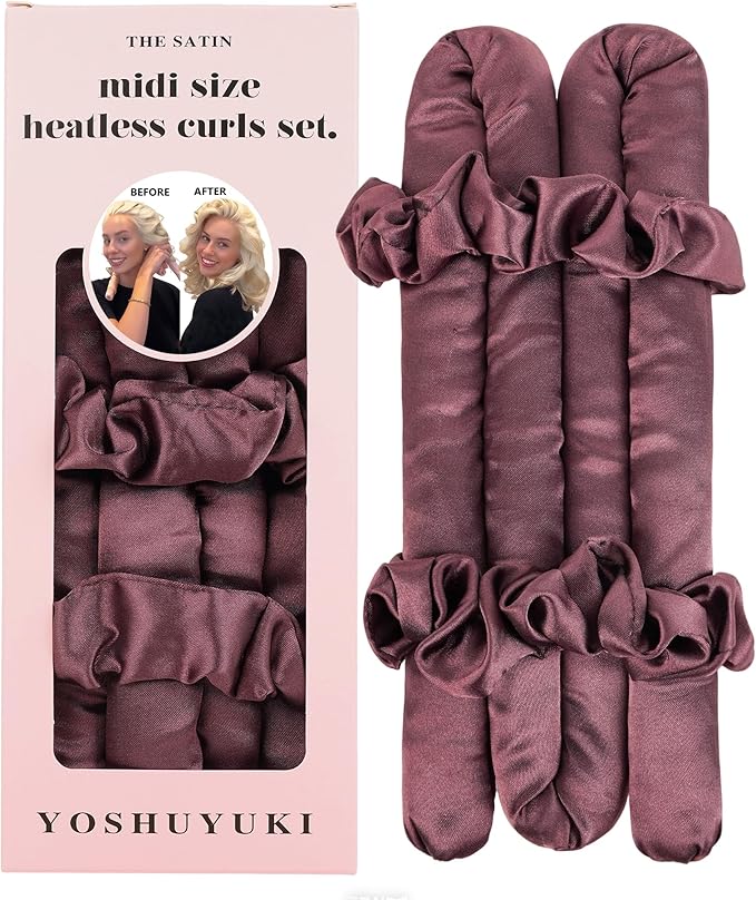 Satin Heatless Hair Curler Curling Rod Set, Soft Small Flexi Rods Hair Rollers Curlers to Sleep In No Heat Heatless Curls Overnight Blowout Rods for Short Hair & Medium Hair for Tight Curls