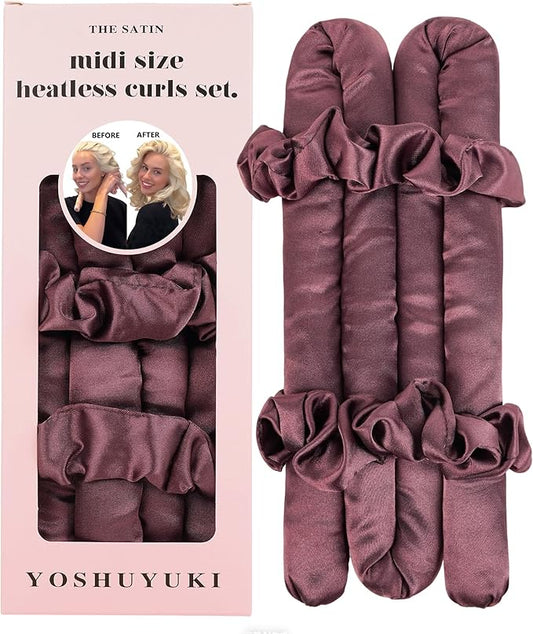 Satin Heatless Hair Curler Curling Rod Set, Soft Small Flexi Rods Hair Rollers Curlers to Sleep In No Heat Heatless Curls Overnight Blowout Rods for Short Hair & Medium Hair for Tight Curls
