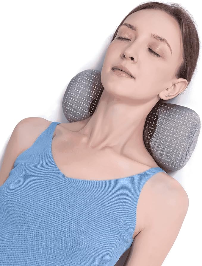 Bespilow Cervical Neck Pillow for Pain Relief - Small Cylinder Neck Roll & Round Bolster Stretcher - Portable Memory Foam Traction Device for TMJ, Hump Correction, Travel & Sleeping Support
