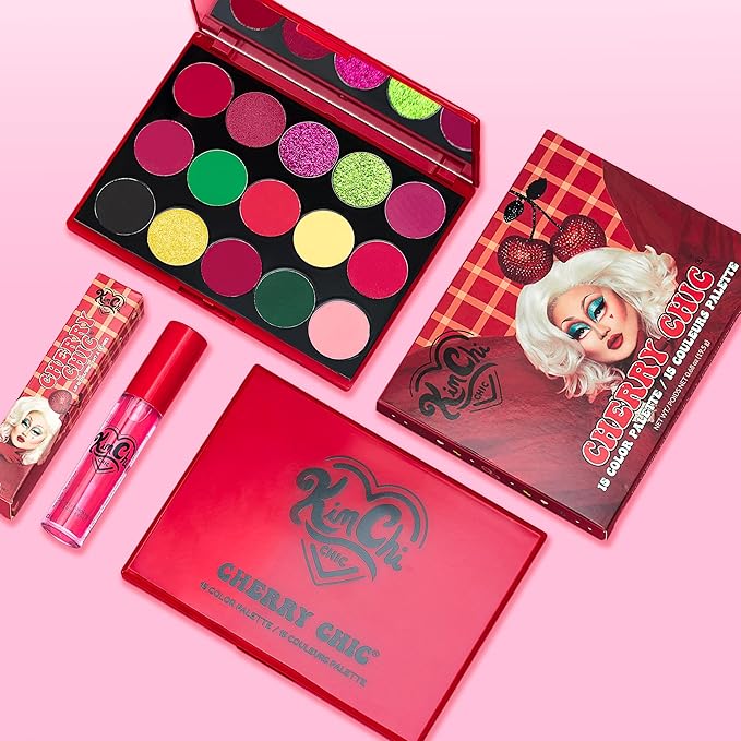 KimChiChic Beauty Cherry Chic Eyeshadow Palette - 12 Ultra Pigmented Shades, Shimmer, Matte & Glitter Finishes, Talc Free & Infused with Vitamin E, Cruelty Free, Sex Kitten, 0.68oz
