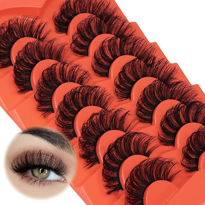 Natural False Eyelashes Wispy Lashes 17mm Eyelashes that Look Like Lash Extensions 7 Pairs Volume Eye Lashes Multipack by Focipeysa