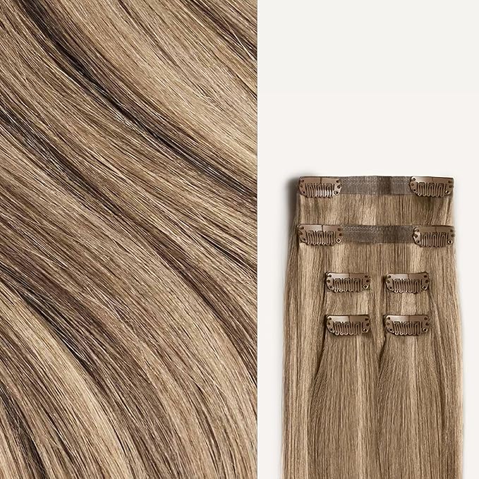Luxy 100% Remy Human Hair Extensions for Thin Hair Thinning Hair Fill-Ins – 6 Seamless Wefts Multi-Dimensional Color Blend - Natural-Looking Volume & Coverage 95 grams 20" Dimensional Natural Blonde