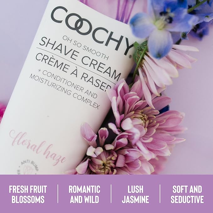 Coochy Intimate Shaving Cream | Shave Conditioner & Moisturizer for Face & Body | Ideal for Sensitive Skin Care, Anti-Bump | Floral Haze, 12.5 oz