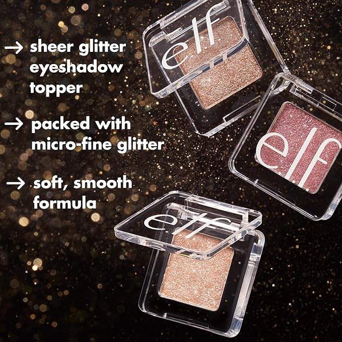 e.l.f. Fine As Fleck Glitter Eyeshadow, Long-Lasting Sheer Eye Makeup With A Shimmer Finish, Soft, Smooth Formula, Vegan & Cruelty-Free, So Metal