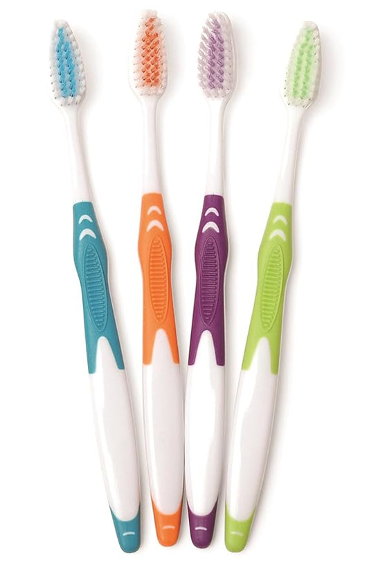 FRESHMINT Individually Wrapped Bulk Premium Toothbrushes (100 Pack), Oversized Easy Grip Handle, Soft Multi Color Nylon Bristles Perfect for Travel, Hotel, Donation. Toothpaste Sold Separately.