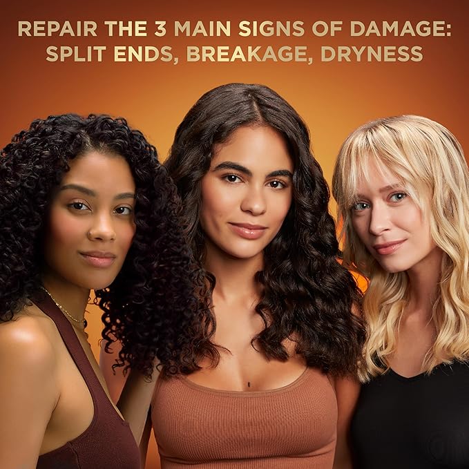 Garnier Whole Blends Honey Treasures Repairing Shampoo, Conditioner + Miracle Nectar Leave-In Set for Dry, Damaged Hair (3 Items), 1 Kit (Packaging May Vary)