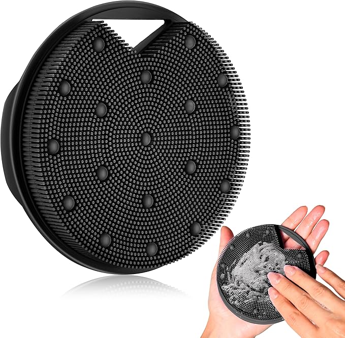New Upgrade - Silicone Body Scrubber, Anti Zinc Infused - Heavy Nodes, Multifunctional Silicone Loofah for Humid Environment, Shower, Exfoliating, Lymphatic Drainage, Blood Circulation - Black