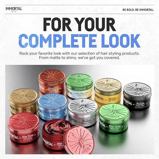Immortal NYC Fiber Cream Hair Pomade - Flex Strong Hold - Low Shine All Natural Water-Based Cream Pomade for Men - No Residue, All Hair Types