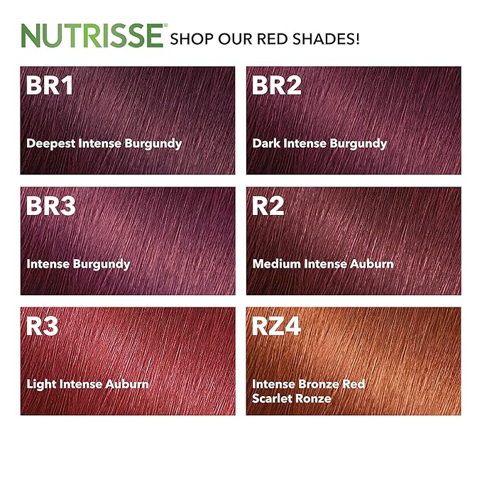 Garnier Nutrisse Ultra Color Nourishing Permanent Hair Color Cream, BR2 Dark Intense Burgundy (1 Kit) Red Hair Dye (Packaging May Vary), 1 Count