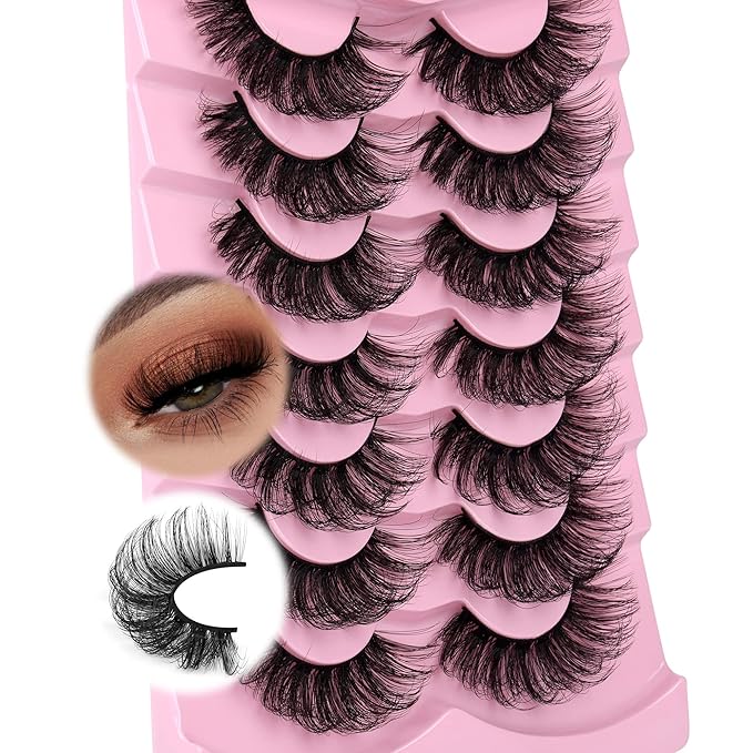 JIMIRE Lashes Mink Fluffy Dramatic Wispy False Eyelashes 20MM 6D Volume Crossed Strip D Curl Eye Pestañas Thick Soft Fake 7 Pairs Pack