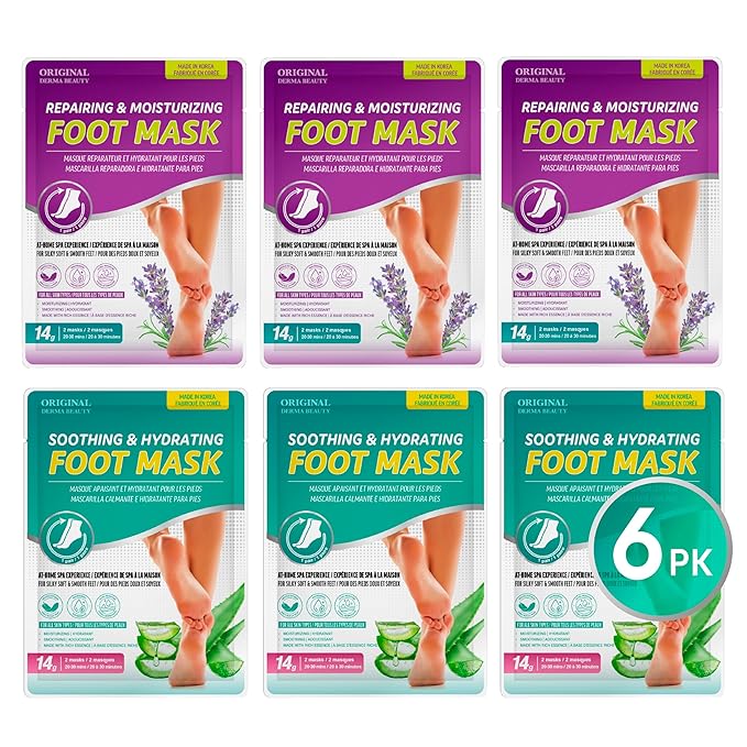 Innerest Original Derma Beauty 6 pairs Moisturizing Foot Mask Foot Spa Foot care (Aloe & Lavender)