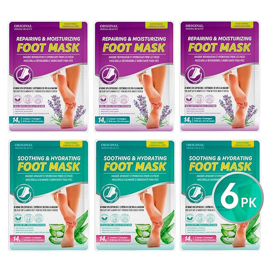 Innerest Original Derma Beauty 6 pairs Moisturizing Foot Mask Foot Spa Foot care (Aloe & Lavender)
