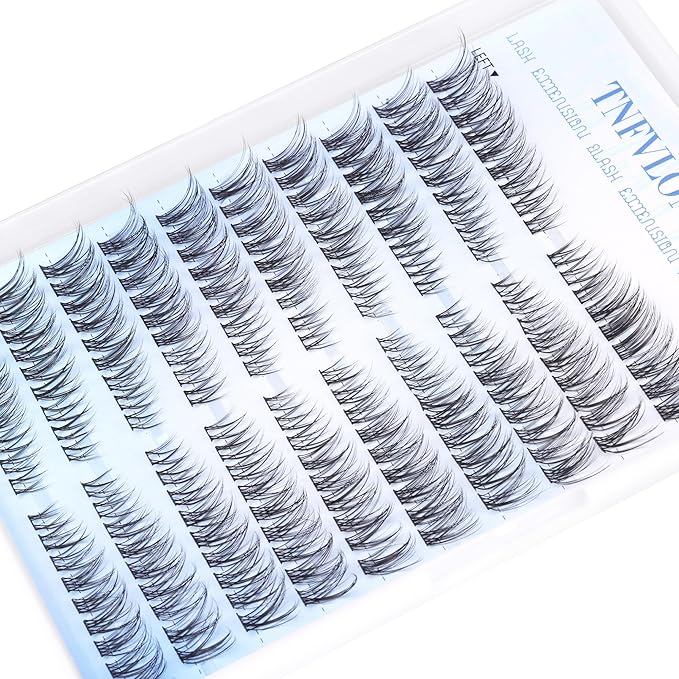 TNFVLONEINS Wispy Lash Extension Kit Left&Right Eyelash Extension Kit Natural Lash Clusters Kit 180Pcs Cluster Eyelash Extensions Kit C Curl Individual Lashes with Bond and Seal and Tweezers