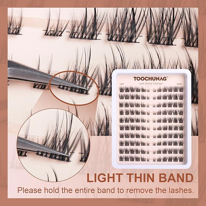 TOOCHUNAG Wispy Lash Clusters Natural Cluster Eyelash Extensions 3D Fairy Individual Lashes Clusters Eyelashes CD Curve Left&Right 7-15mm DIY Lash Extension at Home