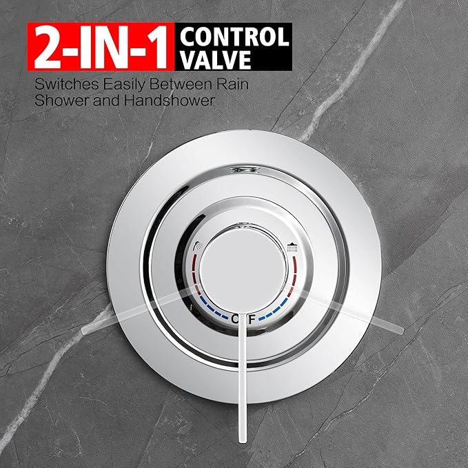 sumerain Shower System Concealed Shower Faucet Set, Rainfall Shower Faucet Complete with Handheld,Rough-in Valve and Trim Kit, Chrome