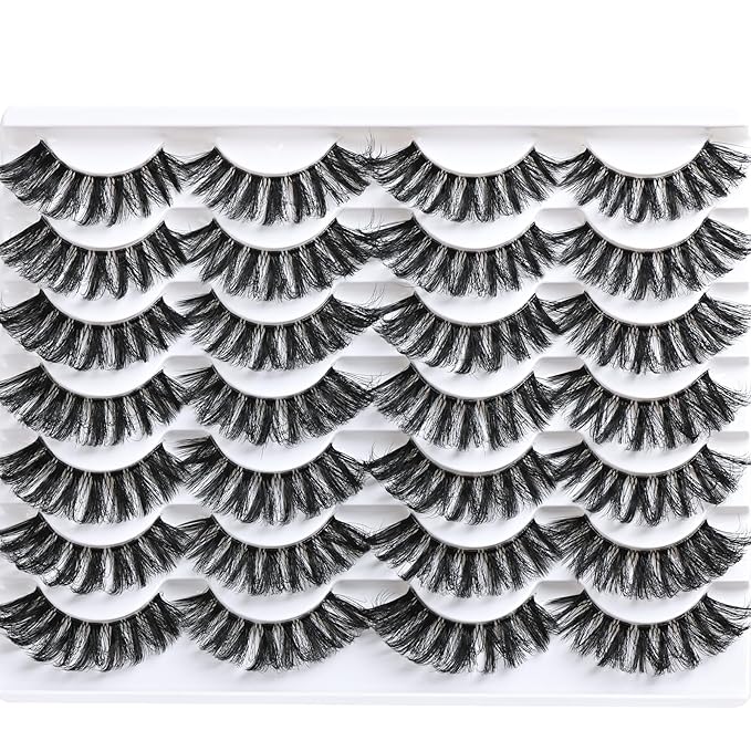 Lashes False Eyelashes Natural Wispy Fake Lash Strips 100D Big Long 18mm Strip Lash Clusters Cat Eye Volume Mink Eyelash Pack Fluffy Eye Lashes Natural Look Short Cateye Full Pestañas Sets by FenBair