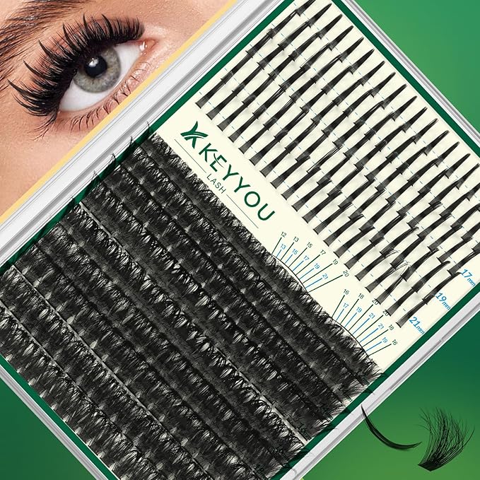 KEYYOU Lash Clusters 280Pcs 100D Long 10-18MIX Lash Spikes Eyelash Clusters Volume Individual Lashes DIY Spiky Lash Extension Cluster Eyelash Extensions(100D&Spikes-D-12-20MIX+13-21MIX)