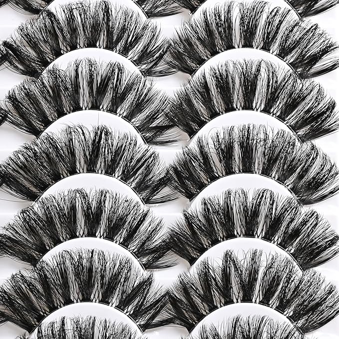 Lashes False Eyelashes Natural Wispy Fake Lash Strips 100D Big Long 18mm Strip Lash Clusters Cat Eye Volume Mink Eyelash Pack Fluffy Eye Lashes Natural Look Short Cateye Full Pestañas Sets by FenBair