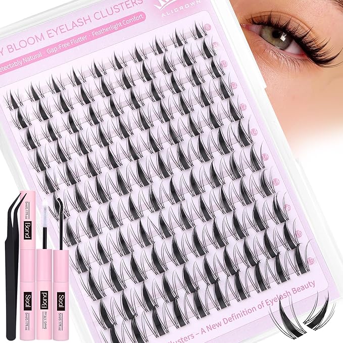 Manga Lash Clusters Kit Fairy Eyelash Clusters Kit Wispy Cluster Eyelash Extensions Natural Individual Lashes Kit C Curly Lash Extensions Kit with Invisible Band Lash Bond and Seal 110Pcs 8mm-18mm