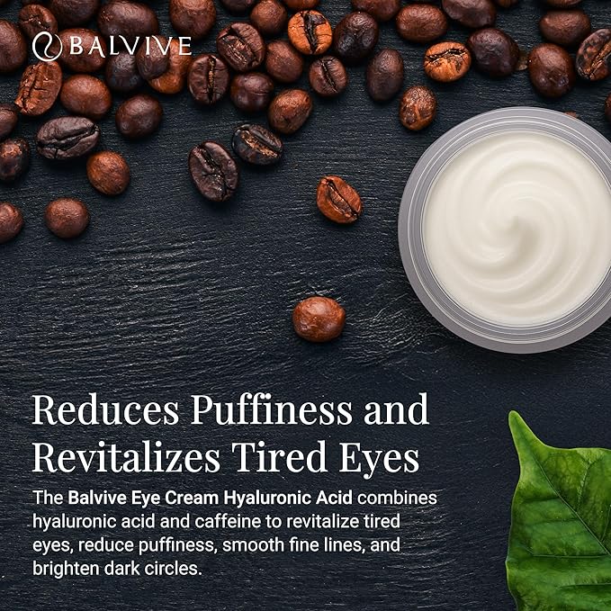 BALVIVE Caffeine Under Eye Cream for Dark Circles, Puffiness, Wrinkles, Bags Under Eye & Fine Lines with Retinol & Multi-Peptides - Brightening, Hydrating & Revitalizing for Women & Men, 30ml