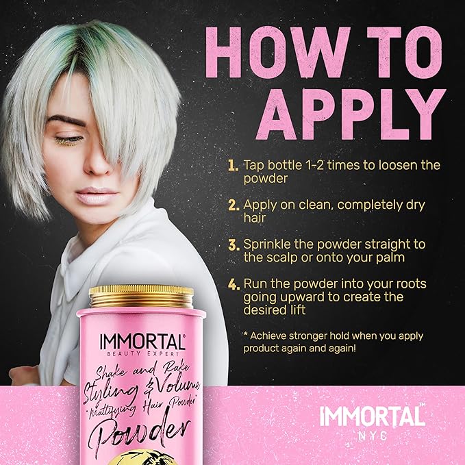 Immortal NYC Hair Styling Powder, Hair Care, Adds Volume and Natural Matte Finish with Flexible Hold for Easy Styling