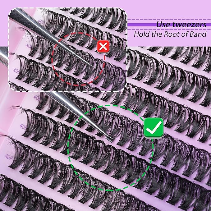 Lash Clusters Wispy 40D Eyelash Clusters 320Pcs Fluffy Cluster Eyelash Extensions D Curl 9-16MM Mixed Individual Lashes DIY Lash Extension Natural False Eyelashes by JIMIRE