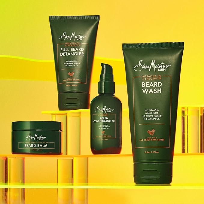 SheaMoisture Beard Wash & Beard Detangler Set - Fair Trade Organic Shea Butter, Coarse Hair, Men's Grooming, Scented, 2 Piece Set
