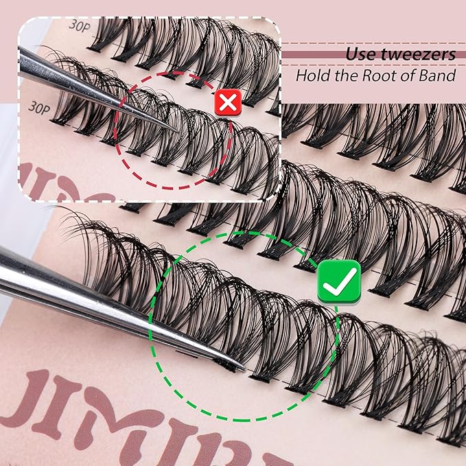 JIMIRE Natural Lash Clusters 320Pcs Cluster Eyelash Extensions Wispy 30D+40D Eyelash Clusters D-Curly 9-16MM Mixed DIY Cluster Lashes Fluff Lashes Clusters Extension for Beginners