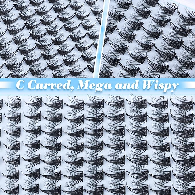 Manga Lash Clusters Kit Spiky Lash Extension Kit Fairy Eyelash Clusters Wispy Cluster Eyelash Extensions Kit 10-16mm Individual Lashes Anime Lashes Clusters by Lanflower