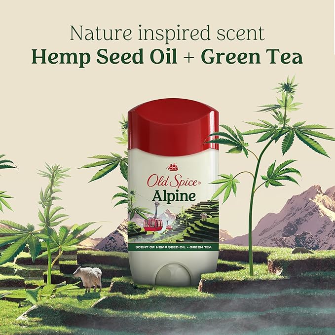 Old Spice Men's Antiperspirant & Deodorant Alpine with Hemp Oil, 2.6oz (Pack of 3)