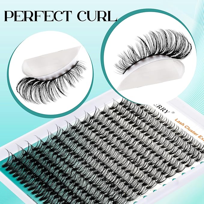 GEMERRY Lash Extension Kit DIY 280pcs Lash Clusters Kit Eyelash Extension Kit D Curl Individual Lashes Kit with Lash Bond and Seal Lash Tweezers for Self Use（50P-10-18mm)