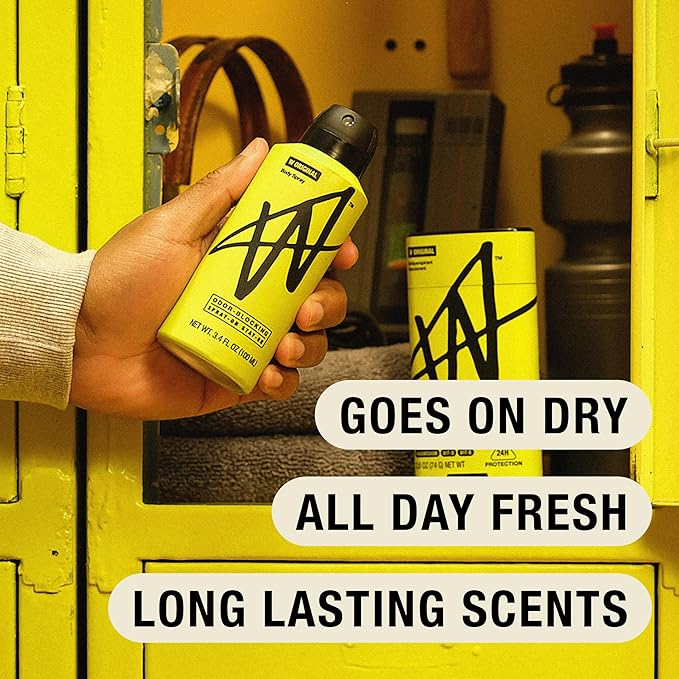 W By Jake Paul Body Spray for Men, Odor Blocking, Body Deodorant, Long Lasting Protection, Original, 3.4 fl oz (Pack of 3)