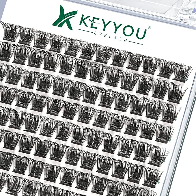Lash Clusters,96 Pcs Cluster Lashes D Curl 14mm DIY Lash Extensions Eyelash Clusters,KEYYOU Volume Wispy Individual Lashes Soft&Comfortable Easy DIY at Home(Y06,D-14mm)
