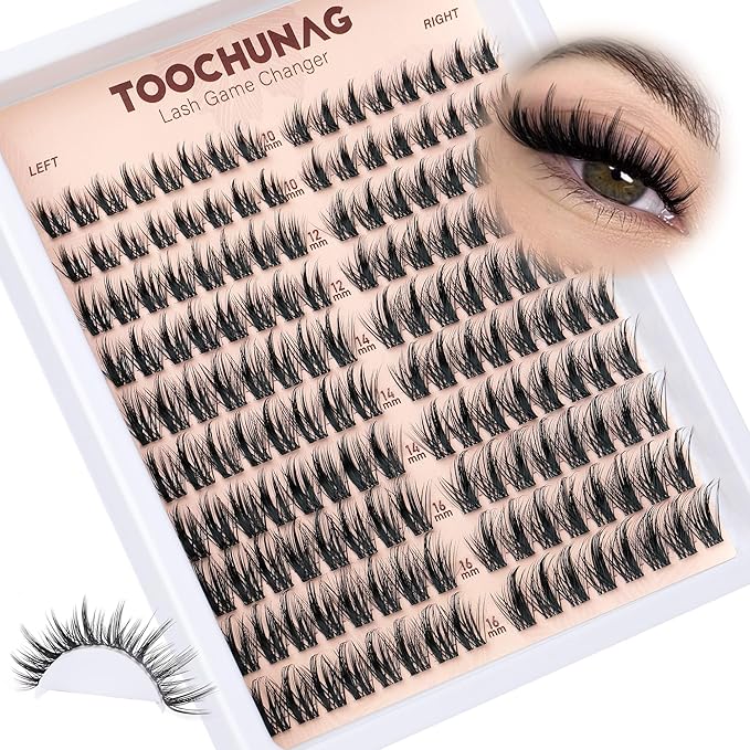 Manga Lash Clusters Spiky Eyelash Clusters Wispy Individual Lashes Extension 160pcs DIY Cluster Eyelash Extensions 10-16mm D Curly Natural Individual Cluster Lashes by TOOCHUNAG