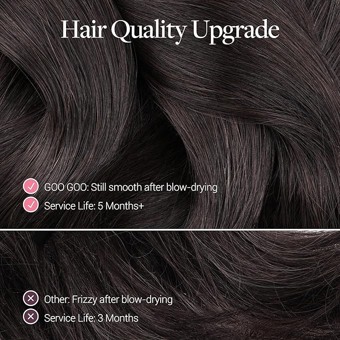 GOO GOO Invisi Edge Clip in Hair Extensions 16inch 120g 7Pcs Injected Seamless PU Clip in Hair Extensions, Virgin Real Human Hair, 1/99J Balayage Jet Black to Red