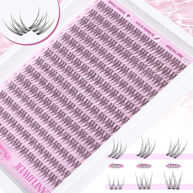 Natural Lash Clusters Wispy Eyelash Clusters Clear Band Cluster Eyelash Extensions 168pcs Individual Lashes Soft and Lightweight Bandless Cluster Lashes C Curved Lash Extension by Lanflower