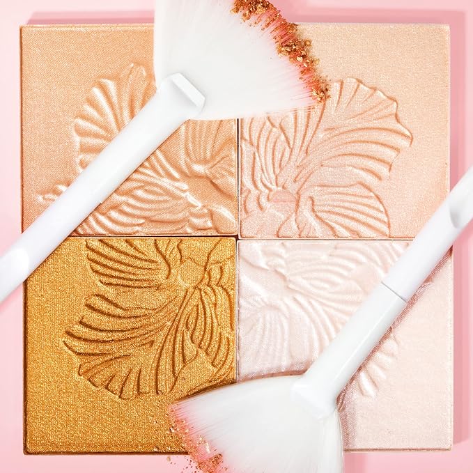 wet n wild MegaGlo Highlighting Powder, Highlighter Makeup, Shimmer Glow, Deep Gold Awesome Blossom (Pack of 4)