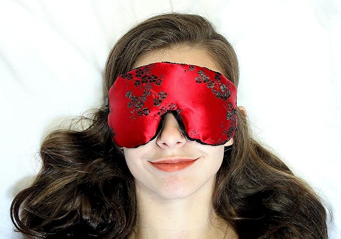 Candi Andi Handmade Weighted Sleep Eye Mask Yoga Pillow - Flax Seed Fill - Lavender Scented - Red Moon Bloom - TEMFL-RB
