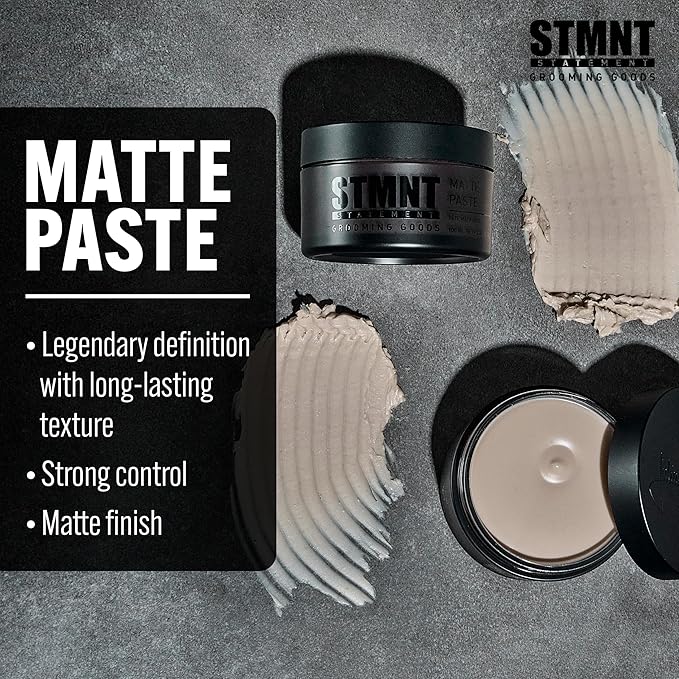 STMNT Grooming Goods Matte Paste 3.38 oz | All Day Strong Hold & High Volume | Hair Clay Paste For Men | Non-Greasy Formula | Texture Paste for Hair | Ideal for Dry & Damp Hair | Mens Hair Styling