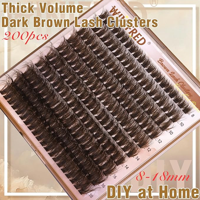 Brown Lash Clusters Dark Brown Individual Lashes Wispy Thick Volume Lash Extension D Curvature Clusters Eyelashes 80D Clusters Lashes by Winifred (8-18mm)