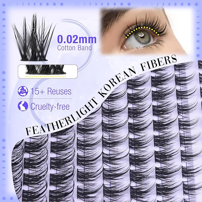 Wispy Lash Clusters Natural Looking Eyelash Extensions Fairy Lash Extension Cluster Lashes Individuals DIY Lash at Home 8-16MM C-Curly Whispy Eyelash Cluster Pack 120 Pcs by Mavphnee