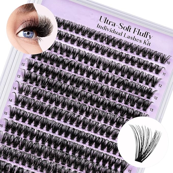 Lash Clusters 70D Individual Lashes Eyelash Clusters Supersoft D Curl Cluster Eyelash Extensions 10-18 Mixed Eyelash Extension Wispy Volume Cluster Lashes DIY at Home (70D-D-10-18MIX)