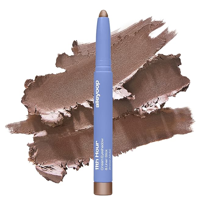 ALLEYOOP 11th Hour Waterproof Cream Eyeshadow Stick – Long-Lasting Eye Shadow Pencil & Eyeliner, Cream to Powder Stick & Highlighter – Smudge-Proof Eyeshadow Shimmer, Brown Shimmer