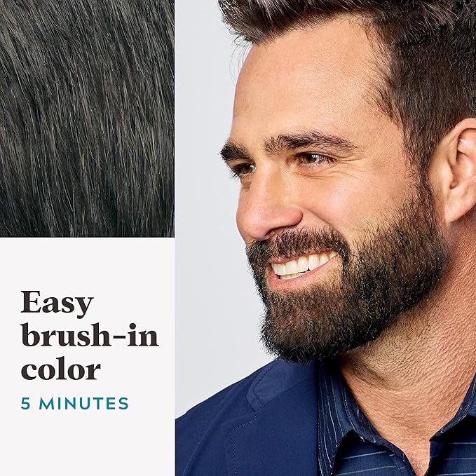 Just For Men Mustache & Beard, Beard Dye for Men with Brush Included, With Keratin Biotin Aloe and Coconut Oil for Healthy Facial Hair - Dark Brown, M-45, Pack of 1 (Packaging May Vary)