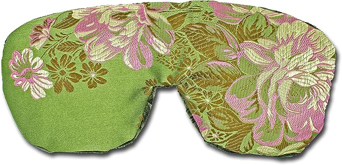 Candi Andi Handmade Opulence Yoga Eye Pillow - Weighted Flaxseed Fill, Lavender Aromatherapy, Satin & Velvet, Adjustable Strap - Ideal for Meditation & Restful Sleep - Spring Green - TEMFL-SG