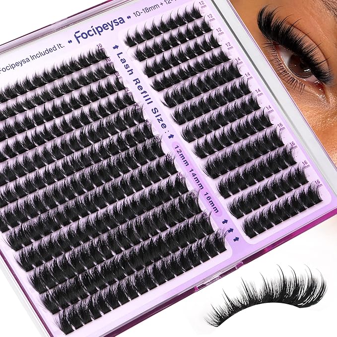 Lash Clusters Fluffy Spike Eyelash Clusters 10-18mm Volume Eyelash Extensions 200D Clusters Eyelashes 324pcs DIY Clusters Lashes Extensions at Home for Makeup by Focipeysa